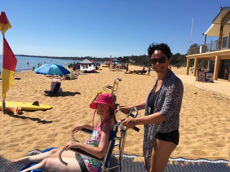 Karen Frankhauser and Virgina Richardson at Mt Martha beach.