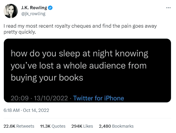 A tweet from J.K. Rowling