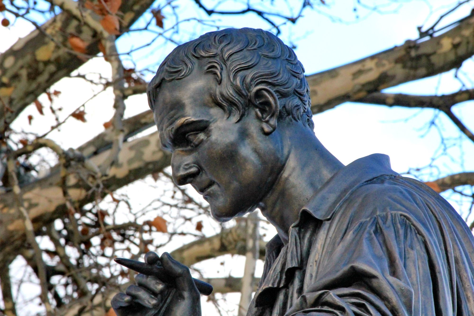 A statue of Jean Jacques Rousseau in Geneva, Switzerland