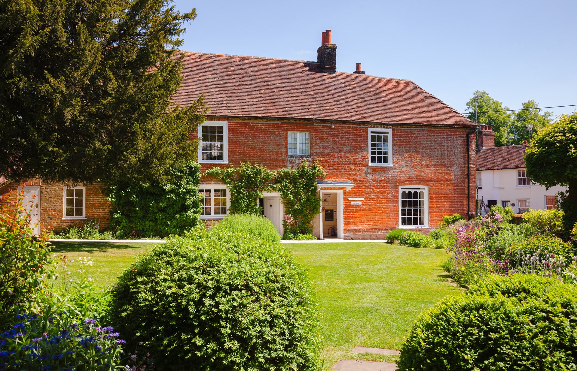 Jane Austen’s House at Chawton in Hampshire, England. An old fashioned brick house. 